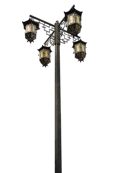 Pólo quatro lâmpadas sobre fundo branco isolado — Fotografia de Stock