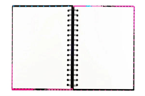 Livro de notas em branco aberto, isolado — Fotografia de Stock