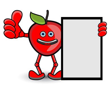 Red Apple Banner Thumb Up Pose clipart