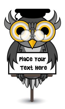 Wise owl banner clipart