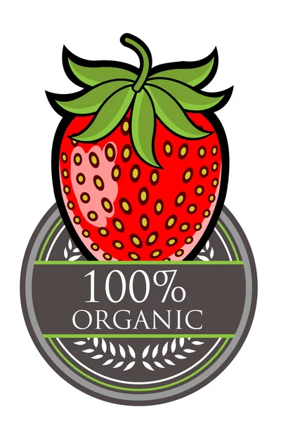 stock vector Strawberry Organic label