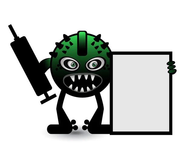 Banner de monstruo verde — Vector de stock