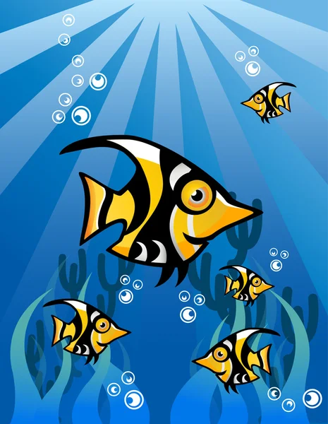 Zwarte gele vis karakter — Stockvector