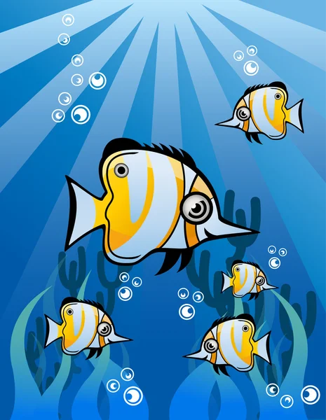 Žlutá bílá tropické ryby — Stockový vektor