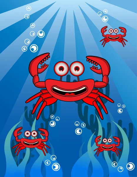 Crab Group Underwater — Stock Vector