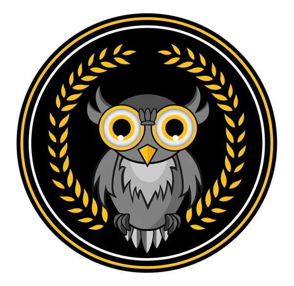 Owl Mascot karangan bunga - Stok Vektor