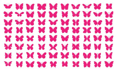 Lots of butterflies - vector illustration [80 Pink Butterflies] clipart