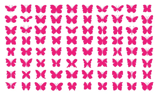 Lots of butterflies - vector illustration [80 Pink Butterflies] — Stock Vector