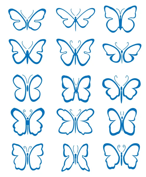 Set of abstract butterflies — Stock Vector