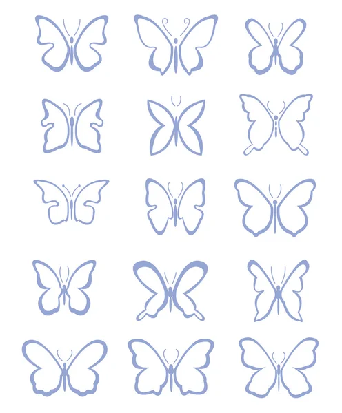 Muchas mariposas - ilustración vectorial — Vector de stock