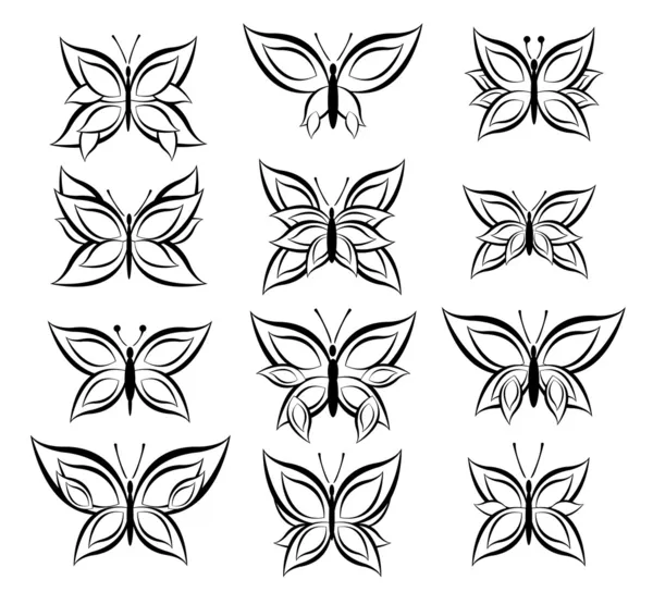 Set van vlinder vector — Stockvector