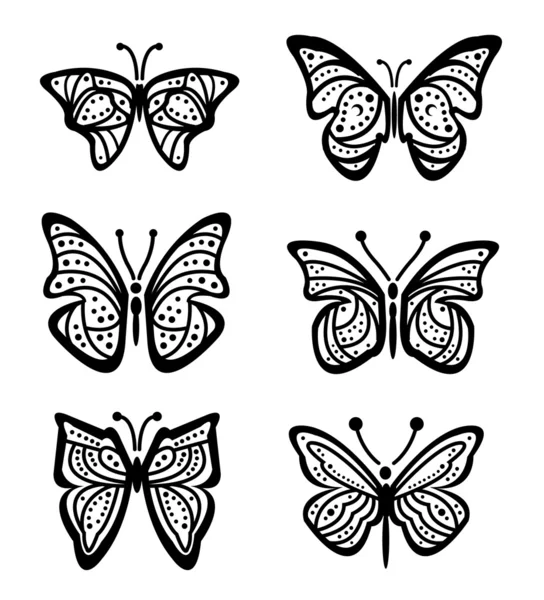 Mucha ilustración de vectores de mariposa diferentes — Archivo Imágenes Vectoriales