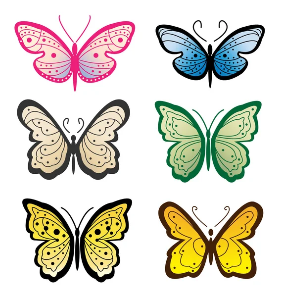Ορίσετε πεταλούδες - εικονογράφηση φορέας — Διανυσματικό Αρχείο