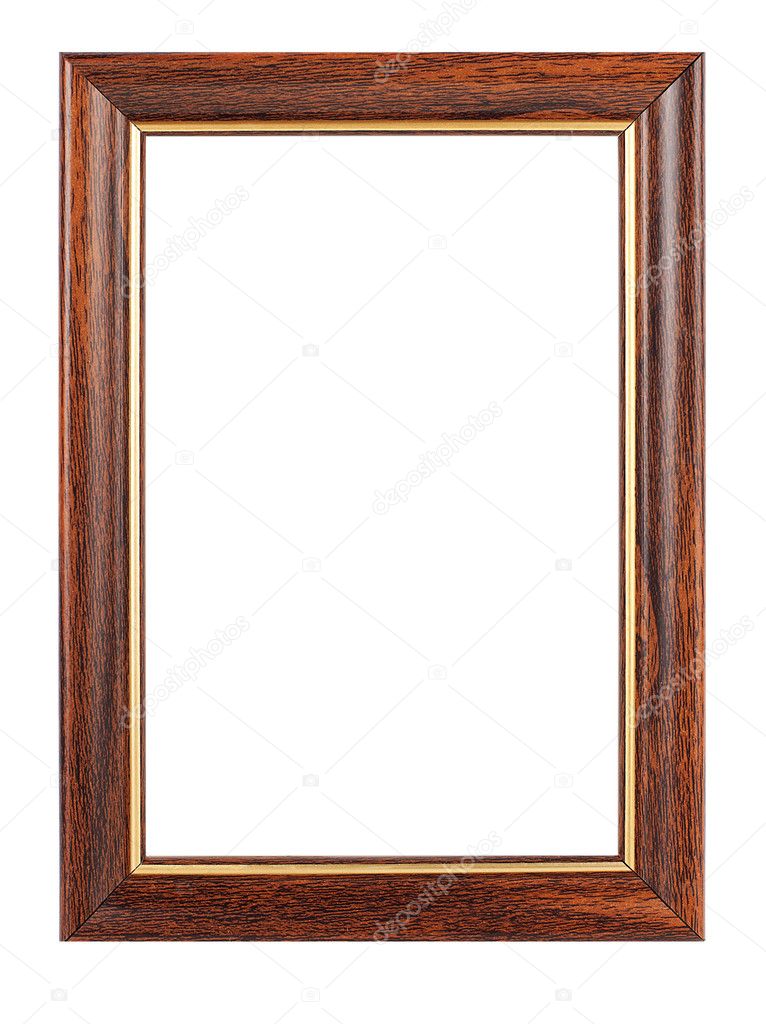 Wooden frame isolated on white background with clipping path