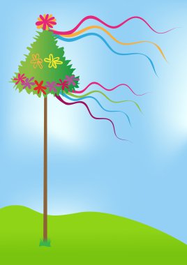 Spring maypole tradition clipart