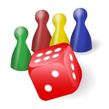 Board game figures with dice clipart