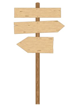 Wooden sign on crossroads clipart