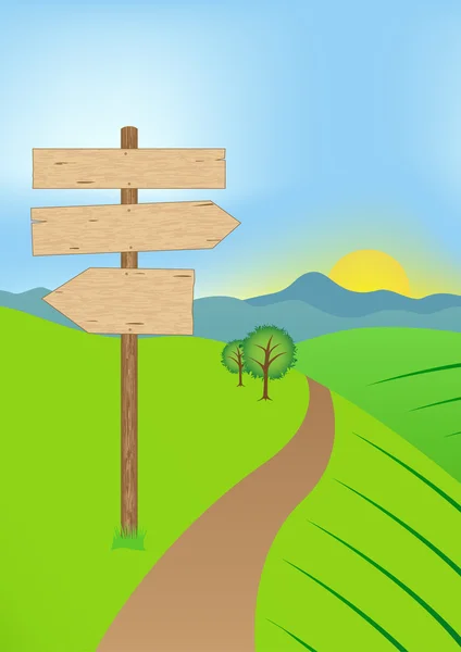 A Crossroads jel, tájkép — Stock Vector