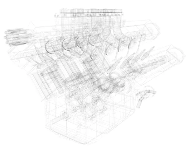 Um desenho 3D de um motor — Fotografia de Stock