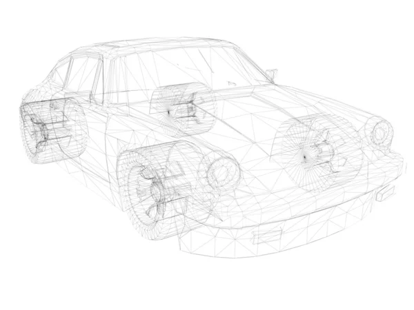 A 3D-s Porsche ábra rajz — Stock Fotó