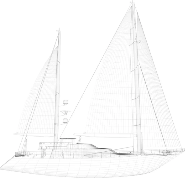 Трехмерная иллюстрация яхты — стоковое фото