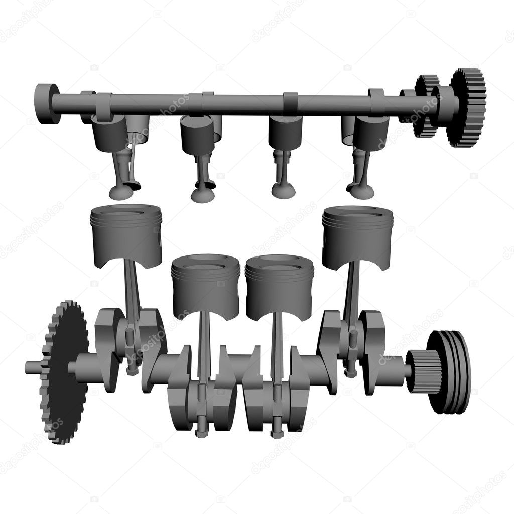 3d image of a four-stroke engine