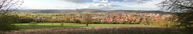 Panorama photo of the Pied Piper City hameln Niedersachsen Germany clipart