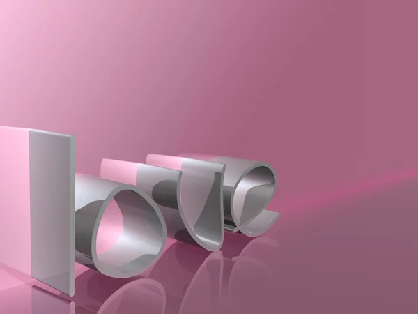 3D illustration love pink chrome — Stock Photo, Image