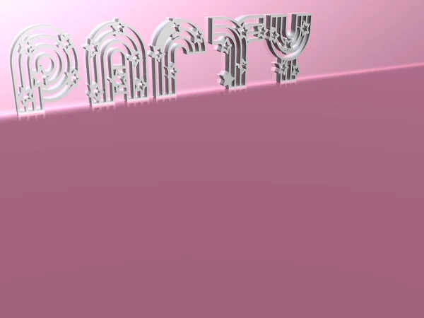 3D chrome pink party illustration — Stock Photo, Image