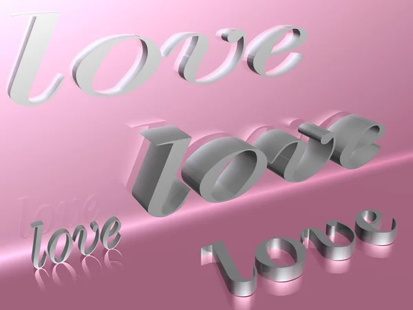 3D ilustrace love pink chrome — Stock fotografie