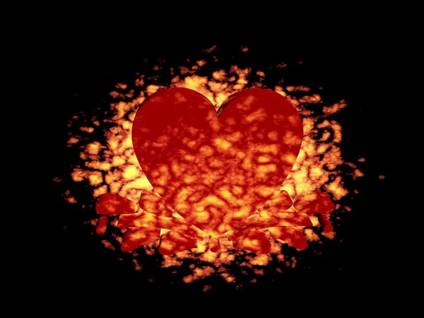 Corazón de fuego 3D —  Fotos de Stock