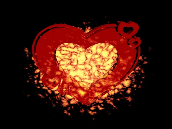Corazón de fuego 3D —  Fotos de Stock
