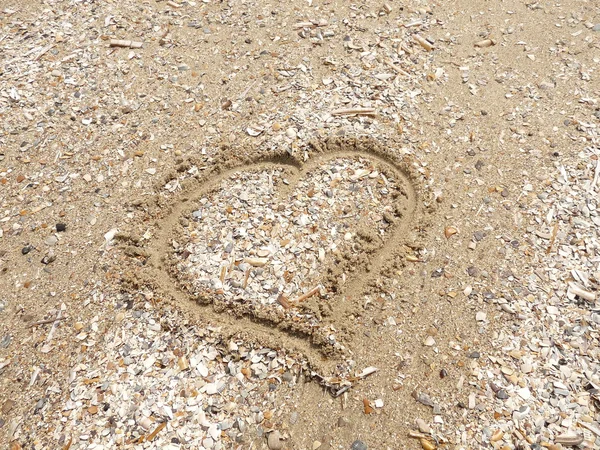 Μια ωραία άμμο καρδιά στην αγάπη — Φωτογραφία Αρχείου