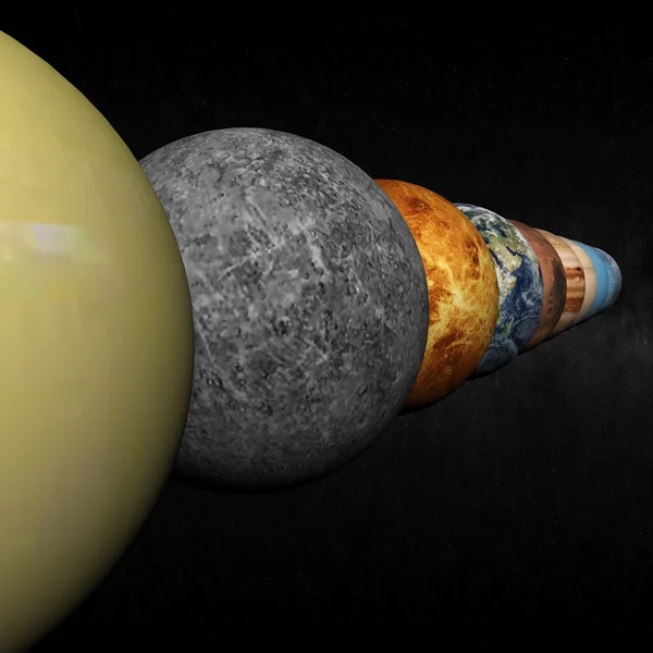 Наши планеты в нашей планетарной системе в 3D — стоковое фото