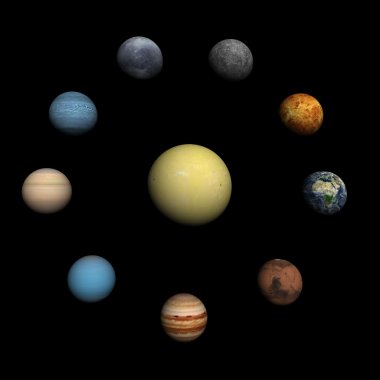 All nine planets clipart