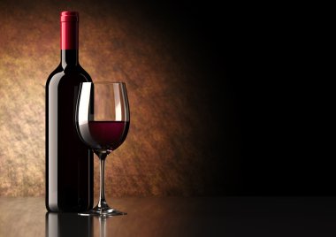 Red Wine Bottle with Glass clipart