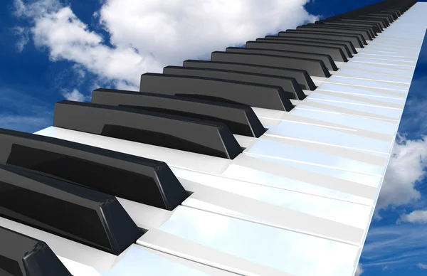 Klavír létá v nebi. — Stock fotografie
