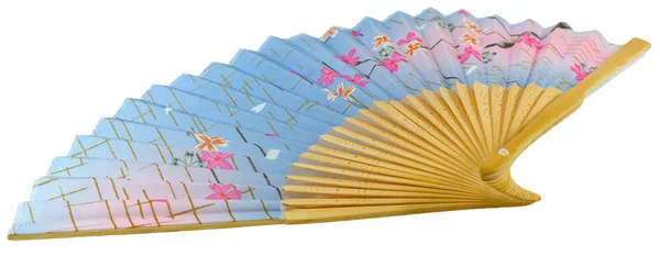 Blue Chinese paper fan with a pattern — Stock Photo, Image