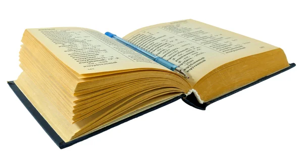 ロシア語のスペル チェック辞書とボールペン ストック画像