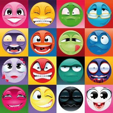 Group of expression with background. clipart