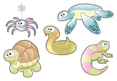 Reptiles and Spider, Family clipart