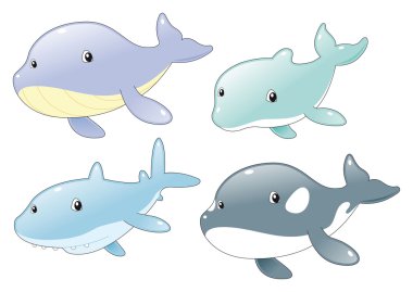 Ocean Fish Family: Dolphin, Shark, Whale and Killer Whale clipart