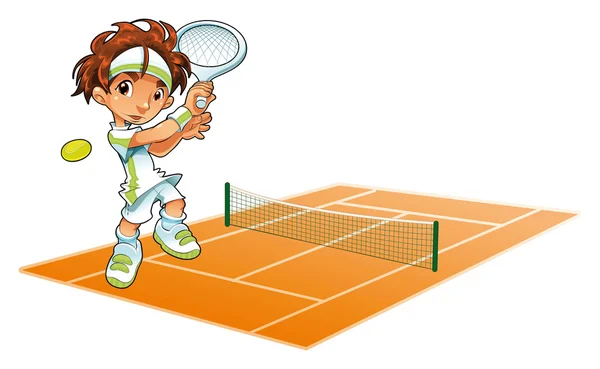 背景を持つ赤ちゃんのテニス選手 — ストックベクタ