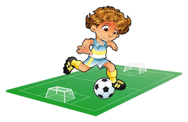 Baby Soccer Player with background — Stock Vector
