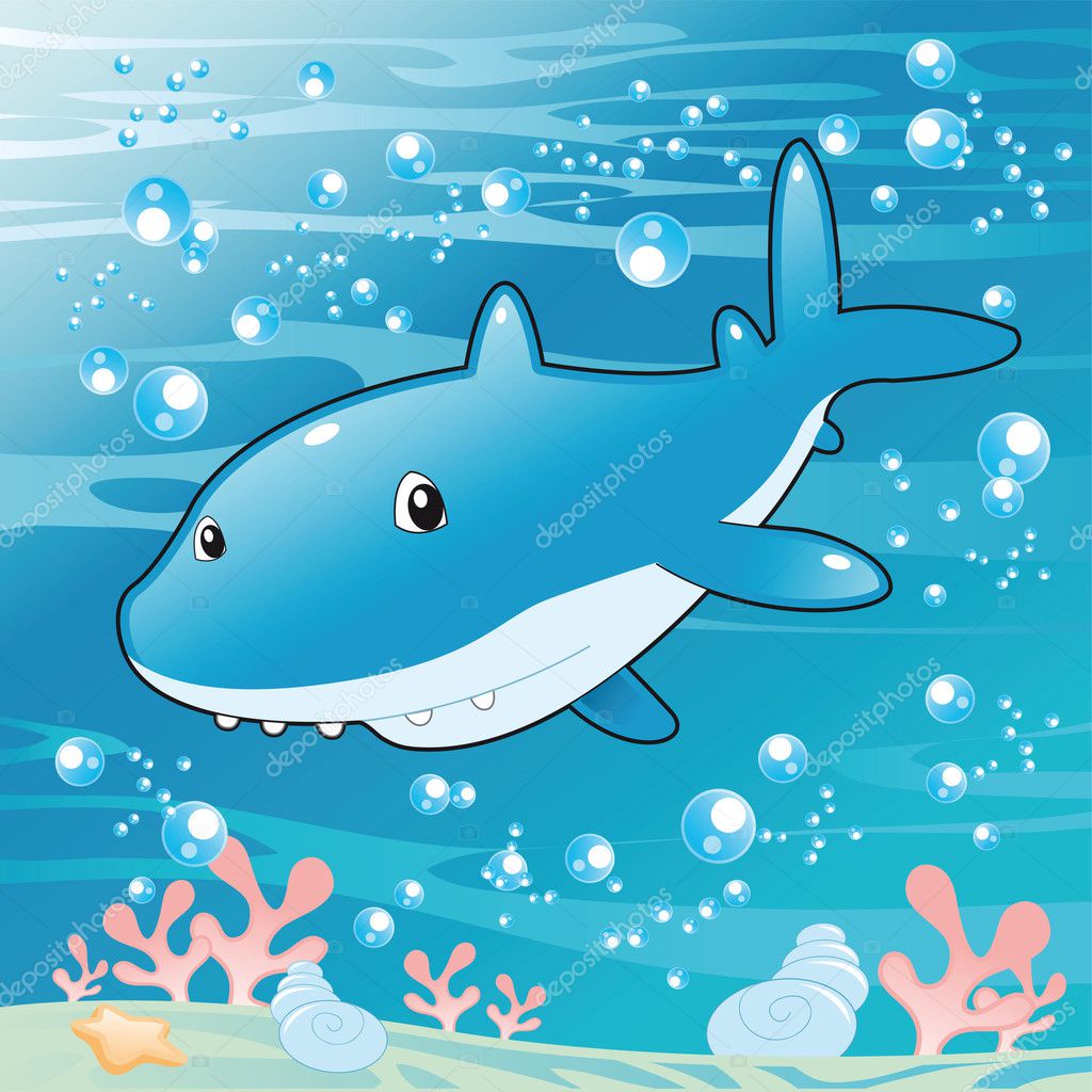 Boy fishing baby shark cartoon character isolated Vector Image