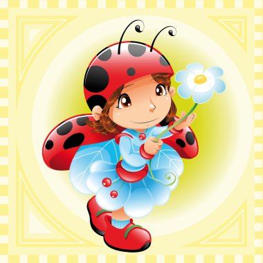 Funny Girl-Ladybug clipart