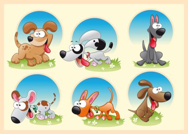 Family of dogs with background clipart