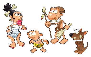 Prehistoric family clipart