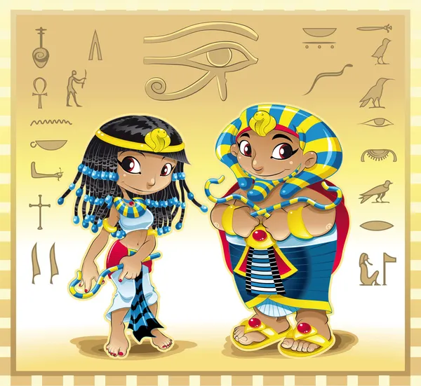 Pharao und Kleopatra mit Hintergrund — Stockvektor
