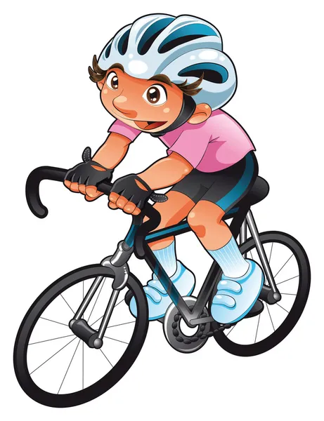 Baby Cyclist. Funny cartoon and vector character. Isolated object. — Stock Vector
